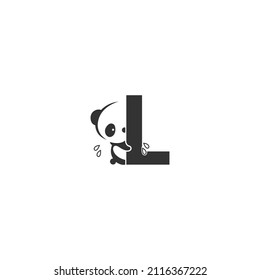 Panda-Symbol hinter Buchstabe L-Logo-Illustrationsvorlage