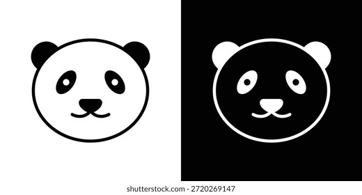 Panda-Symbol. Schwarz-Weiß einfaches flaches Design-Symbol