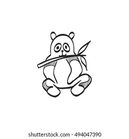 Panda icon in doodle sketch lines. Mammal china bamboo cute zoo
