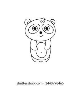 Panda icon in doodle style. Vector illustration. Isolated on white background