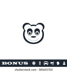 Panda icon flat. Black pictogram on white background. Vector illustration symbol and bonus button