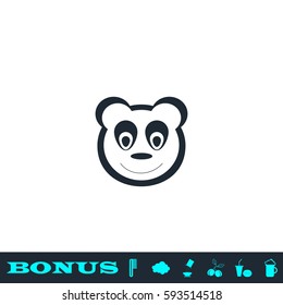 Panda icon flat. Black pictogram on white background. Vector illustration symbol and bonus button