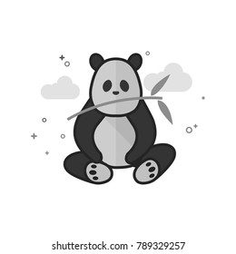 Panda icon in flat outlined grayscale style. Vector illustration.
