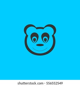Panda icon flat. Simple vector black pictogram on blue background