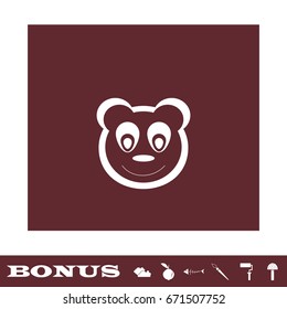 Panda icon flat. White pictogram on brown background. Vector illustration symbol and bonus icons