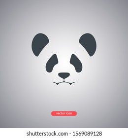 Panda icon isolated on a gray background. Flat style silhouette. Vector illustration.