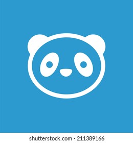panda icon, isolated, white on the blue background. Exclusive Symbols 