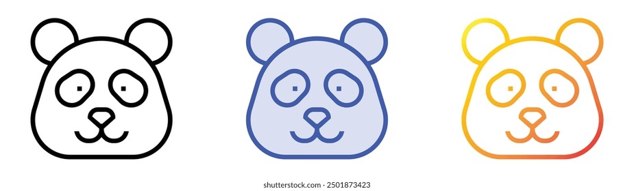 panda icon. Linear, Blue Fill and Gradient Style Design Isolated On White Background