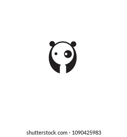 Panda icon, Panda Logo abstract design vector template Negative space style. Wild animal zoo Logotype bear concept icon.