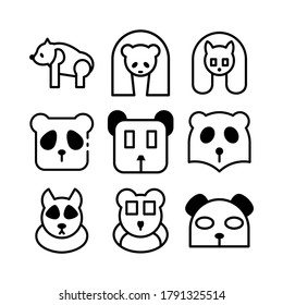 icono panda o logotipo símbolo de signo aislado ilustración vectorial - Colección de iconos vectoriales de estilo negro de alta calidad
