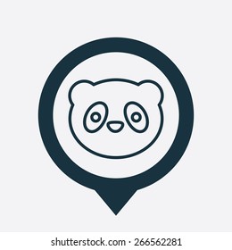 panda icon map pin on white background 