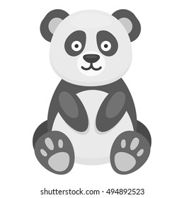 Panda icon monochrome. Singe animal icon from the big animals monochrome.