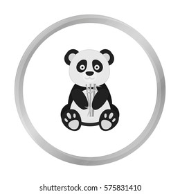 Panda icon in monochrome style isolated on white background. Japan symbol stock vector illustration.