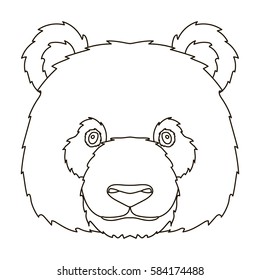 Panda icon in outline style isolated on white background. Realistic animals symbol stock vector illustration.