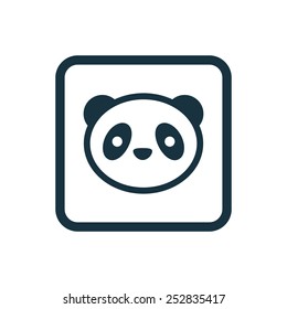 panda icon Rounded squares button, on white background 