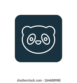 panda icon Rounded squares button, on white background 