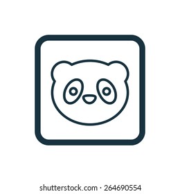 panda icon Rounded squares button, on white background 