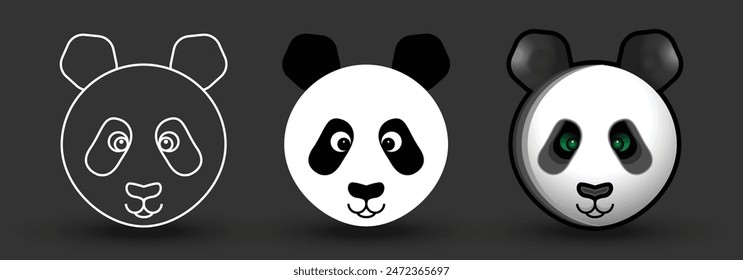 Panda-Icon-Set. Kann als Logo verwendet werden. Vektorillustration Konzept.