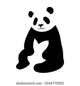 Panda icon silhouette. Vector image