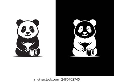 Panda icon. Simple illustration of cute panda vector icon. Panda bear silhouette Logo design vector template.