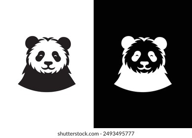 Panda icon. Simple illustration of cute panda vector icon. Panda bear silhouette Logo design vector template.