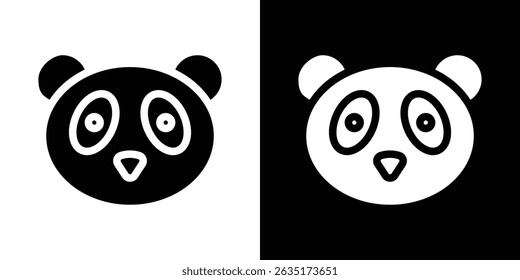 Panda icon in solid flat trendy design style.