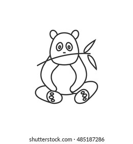 Panda icon in thin outline style. Mammal china bamboo cute zoo