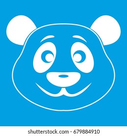 Panda icon white isolated on blue background vector illustration
