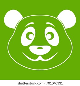 Panda icon white isolated on green background. Vector illustration