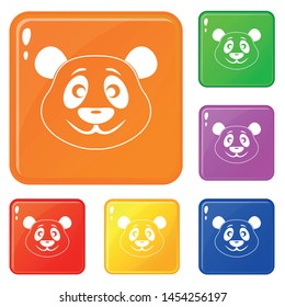 Panda icons set collection vector 6 color isolated on white background