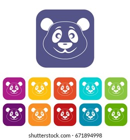Panda icons set vector illustration in flat style In colors red, blue, green and other