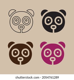 Panda icons of various colors. Great icons for web, computer, smartphone, animals etc.