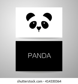 Panda. Identity card design. Panda design idea for logo, emblem, symbol, icon.Vector illustration. 