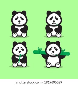 panda illustration with 4 styles 