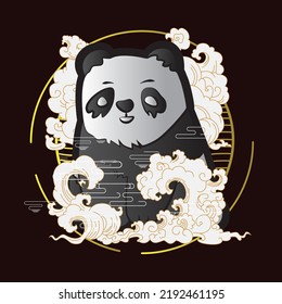 panda illustration with japanese style