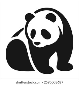 Panda Illustration Vector  Black and White Wildlife Logo. Panda illustration vector, ideal for branding, logos, eco-friendly businesses, and conservation projects. 