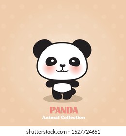 Panda illustration vector. Cute panda.
Cream background.