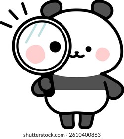 Panda Investigating with a Magnifying Glass Illustration