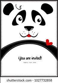 Panda invitation card / Panda bear vector design 