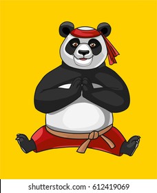 Panda aislado de fondo amarillo. Vector.