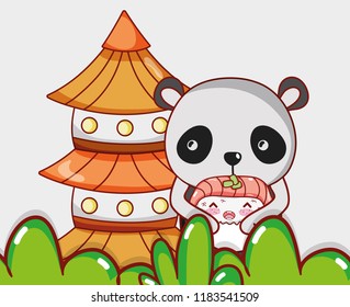 Panda and japanese food