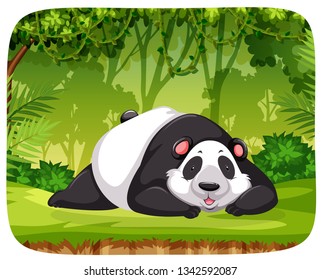 A panda in jungle scene illustration