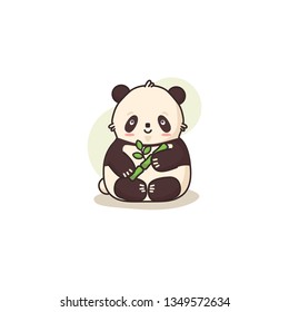 Panda kawaii stickers. Cute cartoon funny kawaii character . Can be used for cards, stickers, flyers, poster, t-shirt. Vector