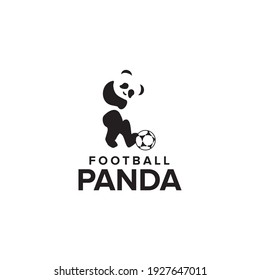 Panda is kicking a ball logo design template