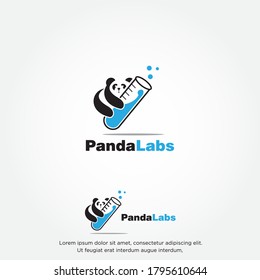 panda labs logo, creative  panda hug  test tube vector