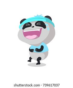 panda laughs stickers, emotions, vector cartoon illustration