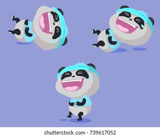 panda laughs stickers, emotions, vector cartoon illustration