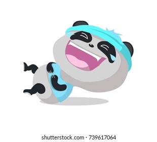 panda laughs stickers, emotions, vector cartoon illustration