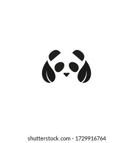 diseño de icono del logotipo de la hoja de panda con estilo de línea simple