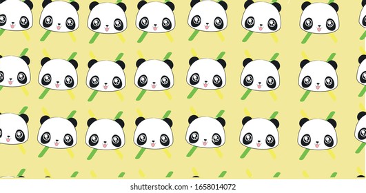 panda and leaf pattern drawn vector  